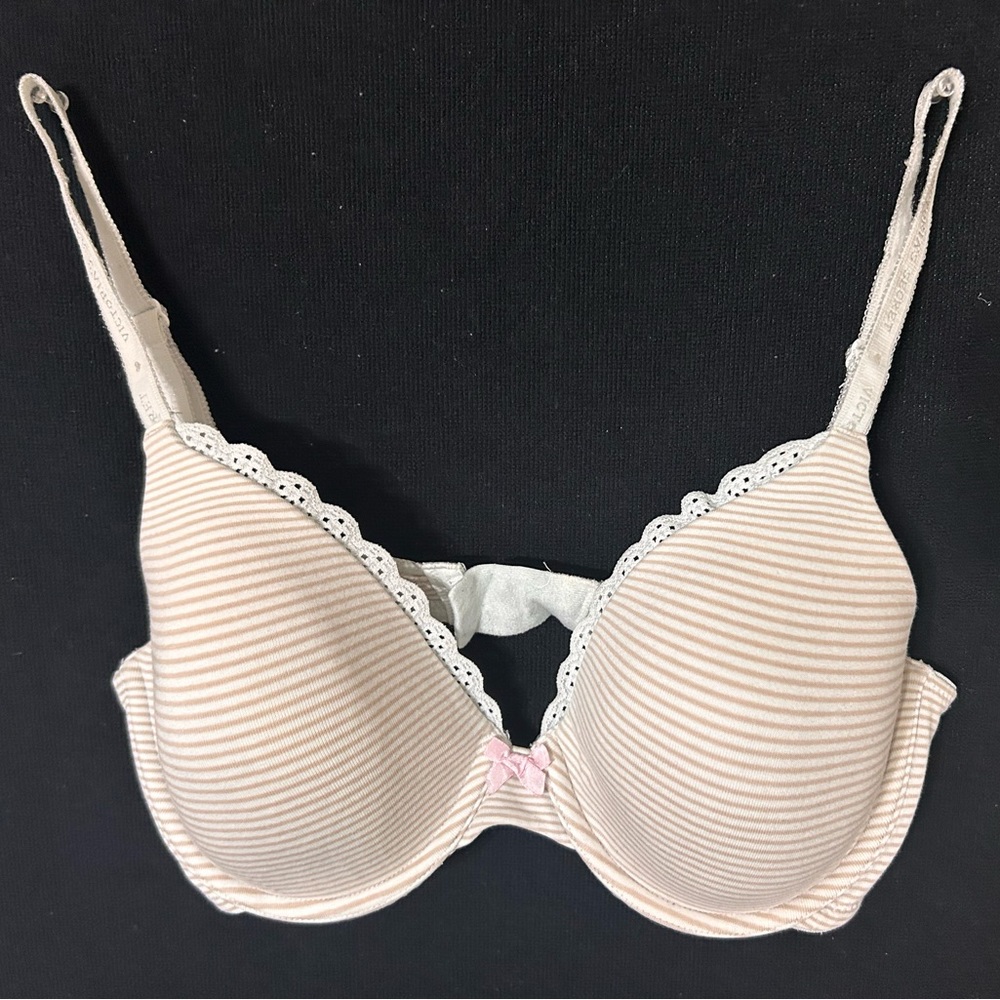 Victorias Secret Bra size 34D Tan/White Stripes
